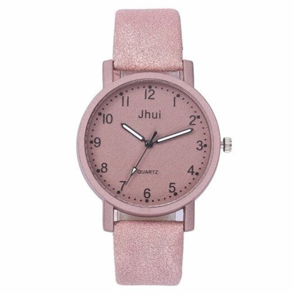 Veile Studios Fashion Casual Simple Digital Scale Literary Stone Quartz Watch Pink Watches