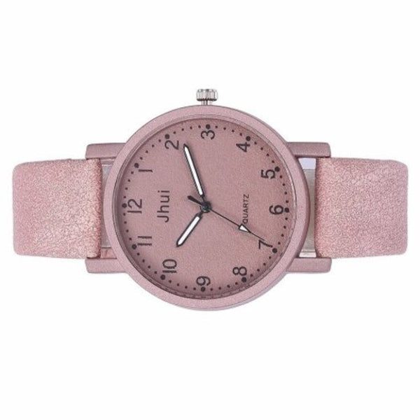 Veile Studios Fashion Casual Simple Digital Scale Literary Stone Quartz Watch Pink Watches