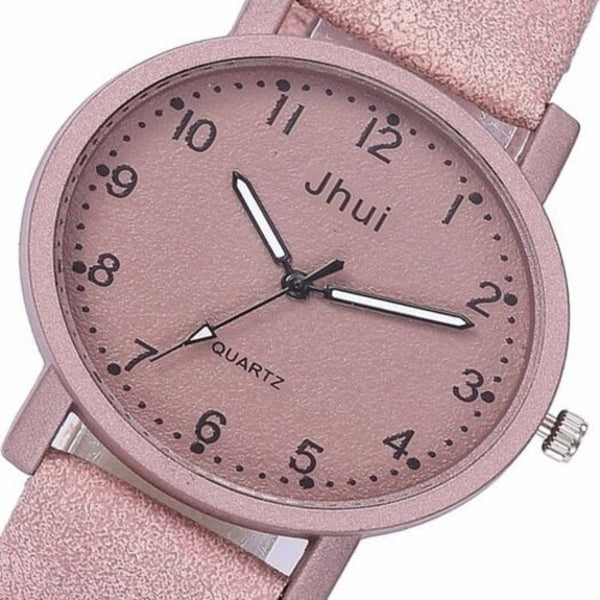 Veile Studios Fashion Casual Simple Digital Scale Literary Stone Quartz Watch Pink Watches