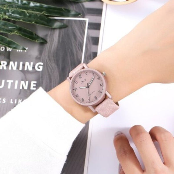 Veile Studios Fashion Casual Simple Digital Scale Literary Stone Quartz Watch Pink Watches