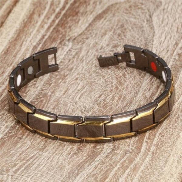 Veile Studios Fashion Charm Gold Plated Copper Men Health Bracelet Black Bracelets
