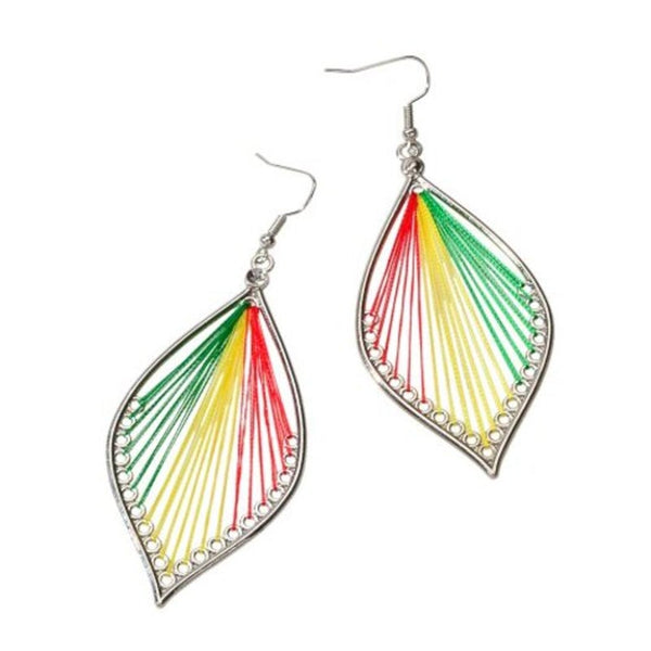 Fashion Color Hollow Cotton Thread Winding Geometric Pendant Earrings Three Sand Camouflage