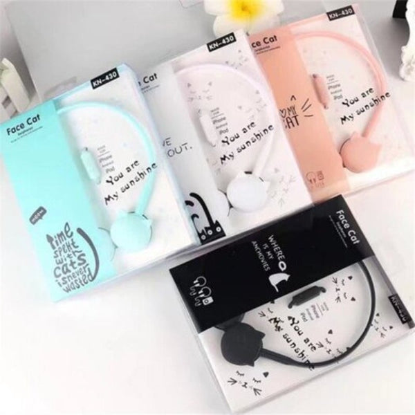 Fashion Creative Headphones Cute Cat Shape Headset For Women Girls Blue Headsets