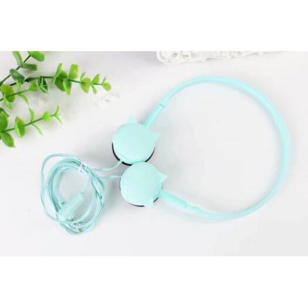 Fashion Creative Headphones Cute Cat Shape Headset For Women Girls Blue Headsets