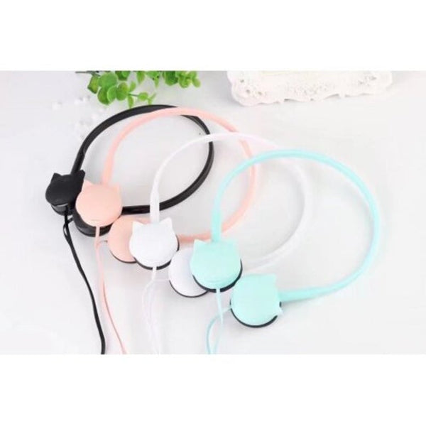 Fashion Creative Headphones Cute Cat Shape Headset For Women Girls Blue Headsets