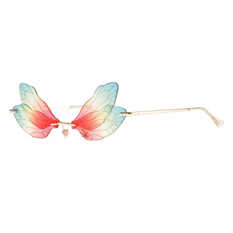 Dragonfly Wings Sunglasses Women Men Fashion Unique Rimless Glasses