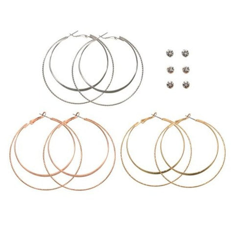 Fashion Gold And Silver Rose Circle Earrings Set