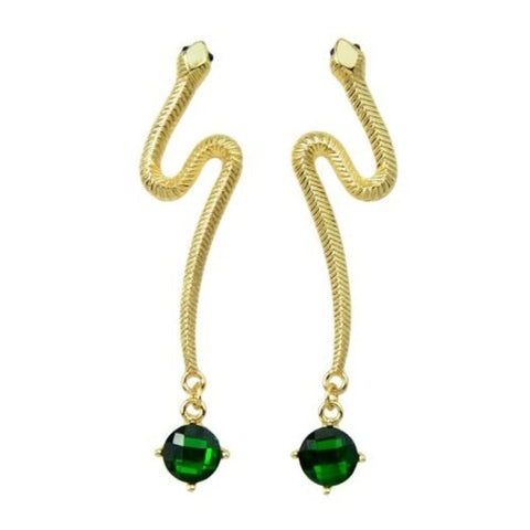 Fashion Gold Emerald Serpentine Drop Earrings 1Pair