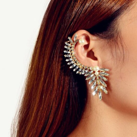 Fashion Gold Flash Diamond Pearl Earrings 1Pc