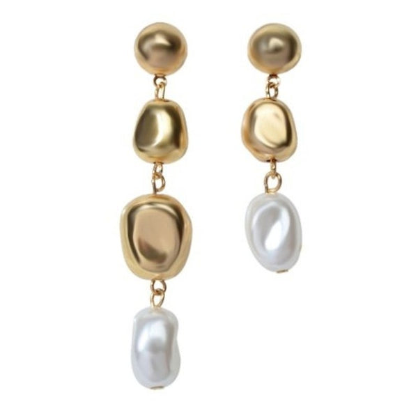Fashion Gold Irregular Pearl Pendant Earrings