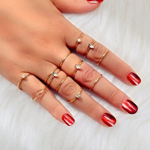 Fashion Gold Minimalist Ring 12Pcs / Set One Size
