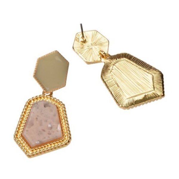 Fashion Gold Pink Geometric Pendant Earrings 1Pair / Set