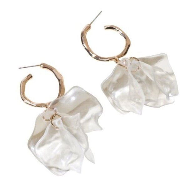 Fashion Gold Transparent Resin Sheet Pendant Earrings 1Pair