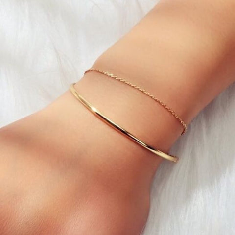 Veile Studios Fashion Golden Double Layer Fine Chain Bracelet Bracelets