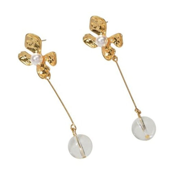 Fashion Golden Flower Beads Drop Earrings