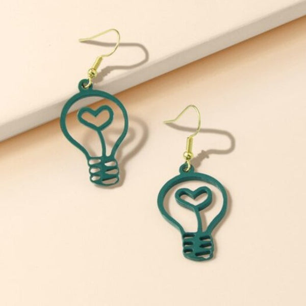 Fashion Green Acrylic Light Bulb Pendant Earrings 1Pair Deep