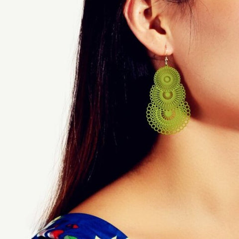 Fashion Green Circle Thread Drop Earrings Apple