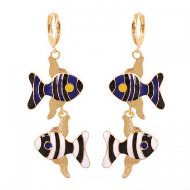 Veile Studios Fashion Holiday Style Lovely Fish Long Multi A Earrings