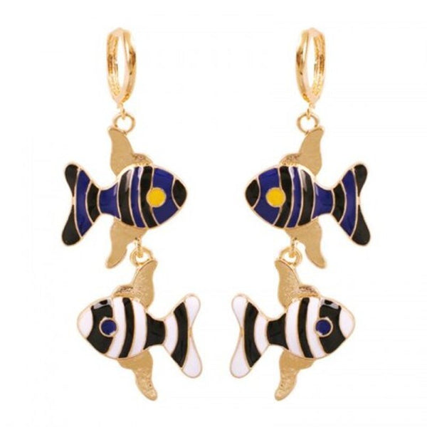 Veile Studios Fashion Holiday Style Lovely Fish Long Multi A Earrings