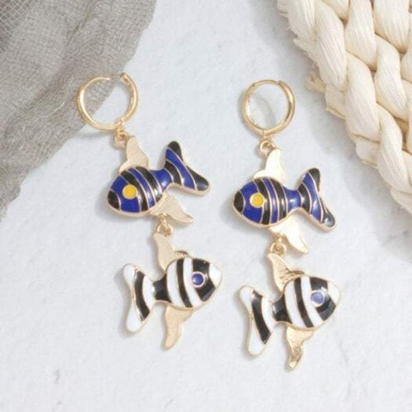 Veile Studios Fashion Holiday Style Lovely Fish Long Multi A Earrings