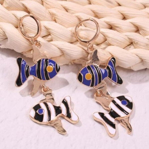 Fashion Holiday Style Lovely Fish Long Earrings Multi A