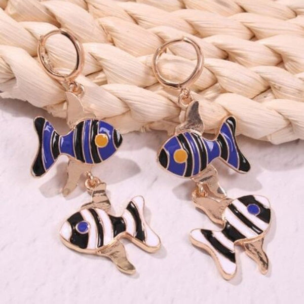 Veile Studios Fashion Holiday Style Lovely Fish Long Multi A Earrings