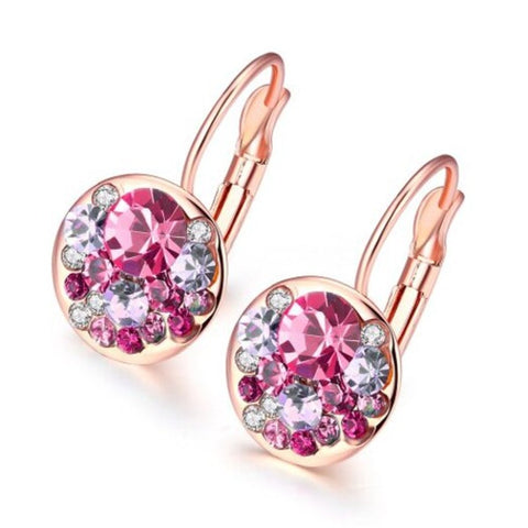 Fashion K Gold European And American Dazzle Eye Round Earrings Rose