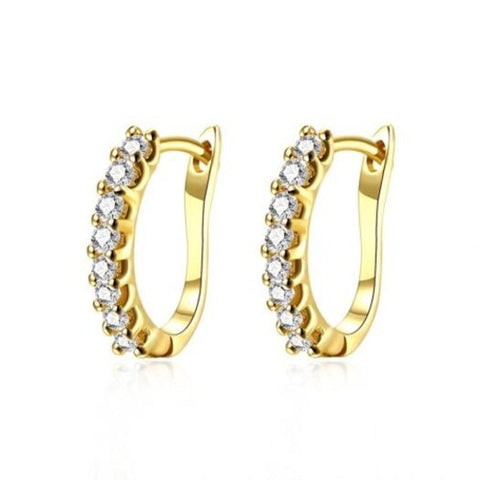 Fashion K Gold Diamond Set Earring Buckle Plated With