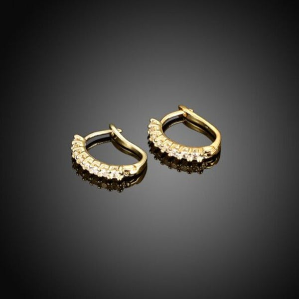 Vintage Round Circle Cubic Zirconia Geometric Gold-Color Big Hoop Earrings Women