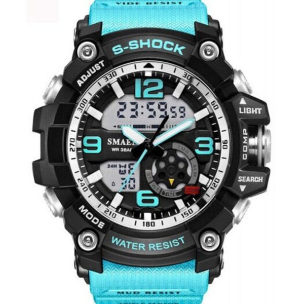 Veile Studios Fashion Mens Design Dual Display Scuba Diver Sport Wrist Watch Blue Zircon Watches