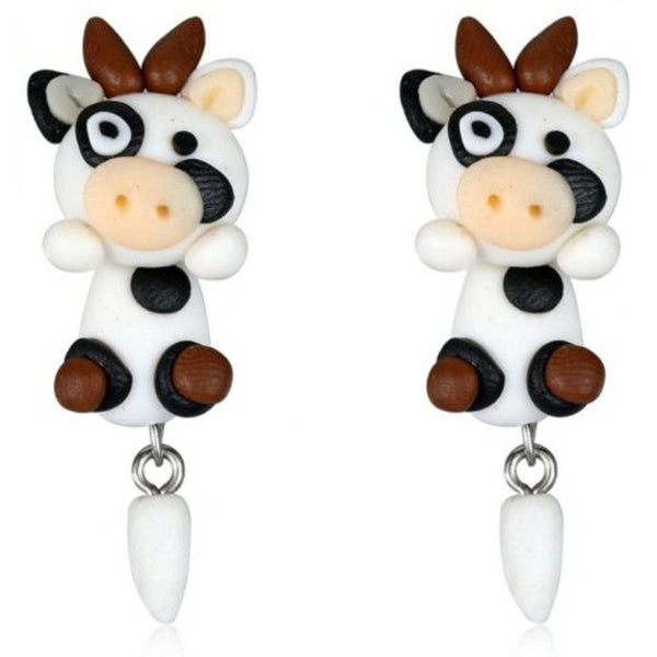 Veile Studios Fashion Personality Female Soft Ceramics Cow Multi A Earrings