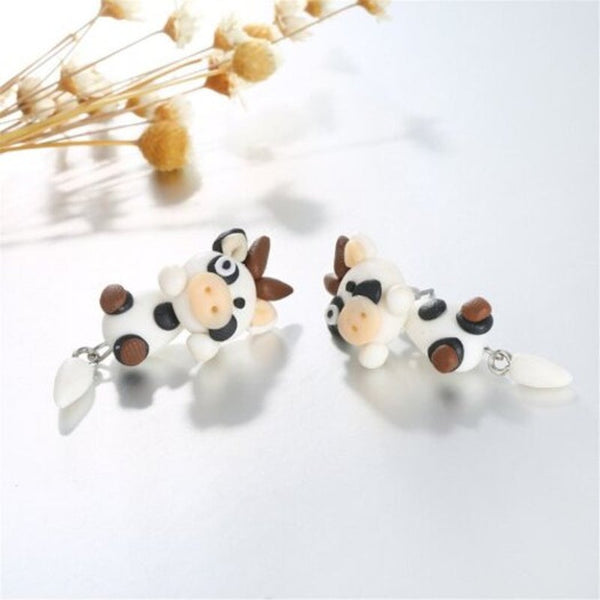 Veile Studios Fashion Personality Female Soft Ceramics Cow Multi A Earrings