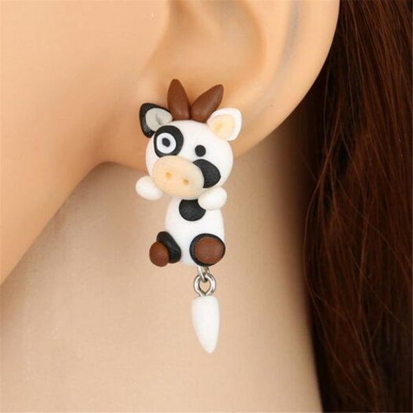 Veile Studios Fashion Personality Female Soft Ceramics Cow Multi A Earrings