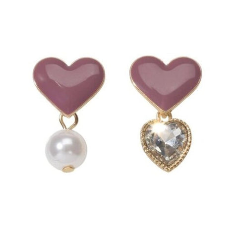 Fashion Purple Heart Shaped Diamond Drop Earrings 1Pair Sage Bush
