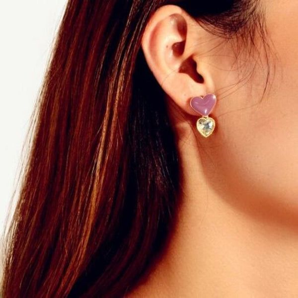 Fashion Purple Heart Shaped Diamond Drop Earrings 1Pair Sage Bush