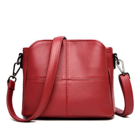 Simple Stitching Shoulder Bag Soft Leather Crossbody Phone Purse Clutch Handbag