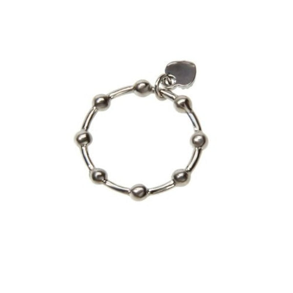 Fashion Silver Round Bead Ring One Size