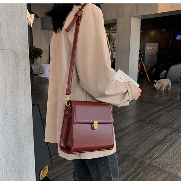 Fashion Simple Style Vintage Pu Leather Crossbody Bags For Women Luxury Shoulder Female Travel Handbags Tote