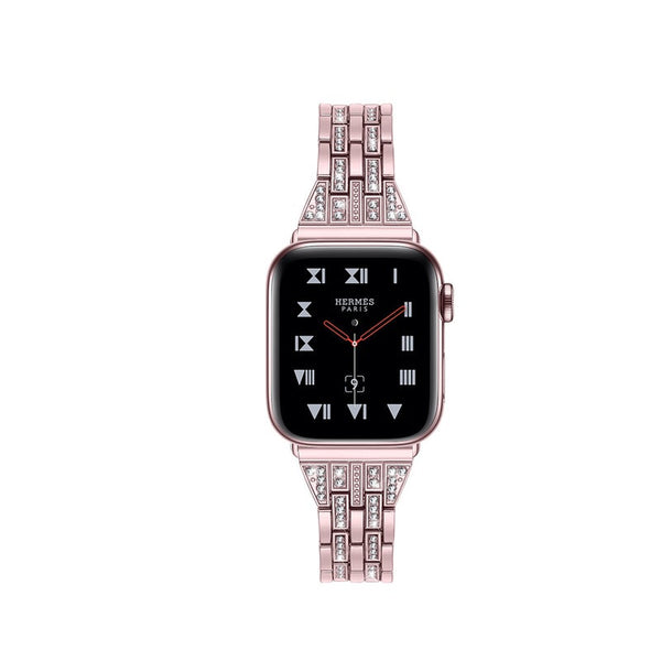 Fashion Stainless Steel Metal Five Beads Two Rows Of Shiny Strap For Apple Watch5 4 3 2 1