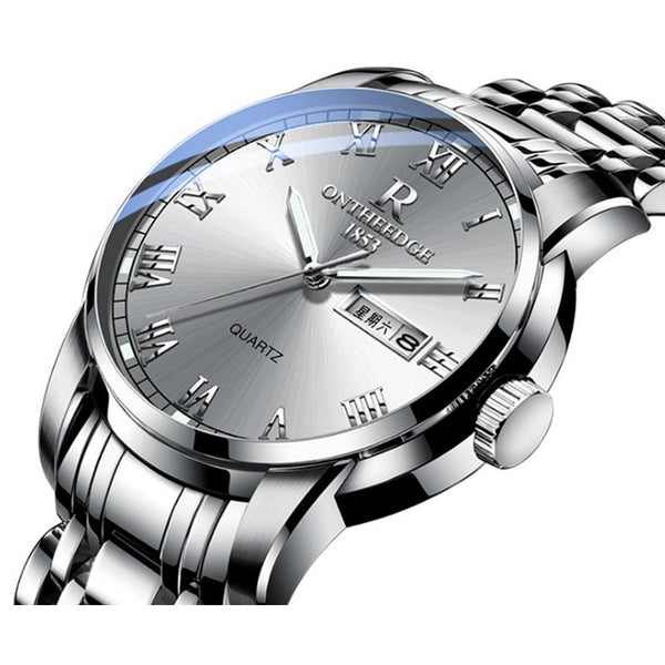 Veile Studios Stainless Steel Round Quartz Luminous Watch Waterproof For Women Silver Watches