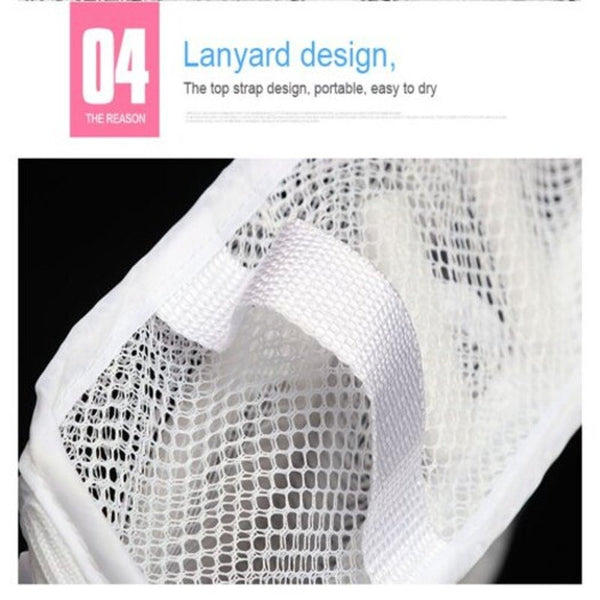 Fashion Storage Organizer Bags Mesh Laundry Shoes Dry Portable Washing White Laundry Bags
