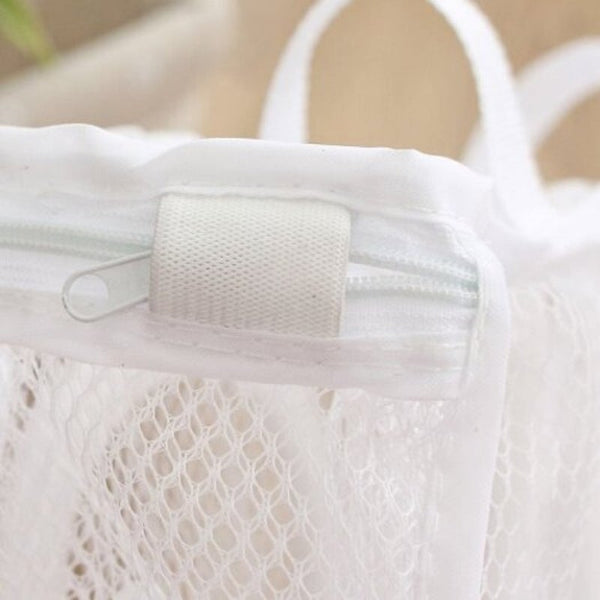 Fashion Storage Organizer Bags Mesh Laundry Shoes Dry Portable Washing White