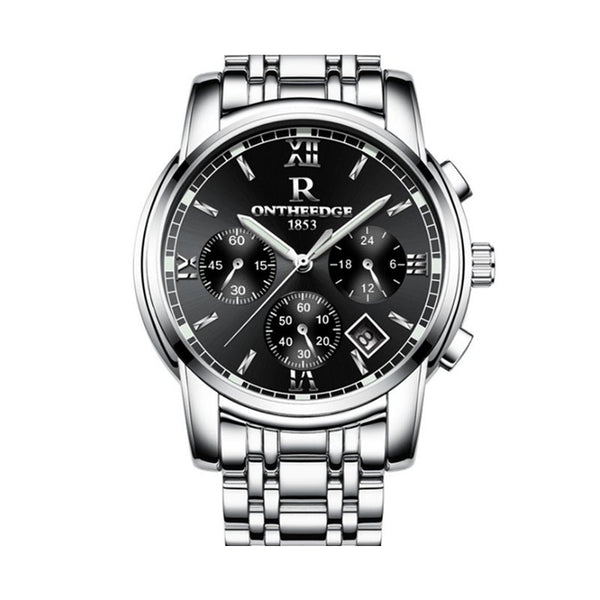 Veile Studios Stainless Steel Quartz Wrist Watch Men's Waterproof Analog Date Black Silver Watches