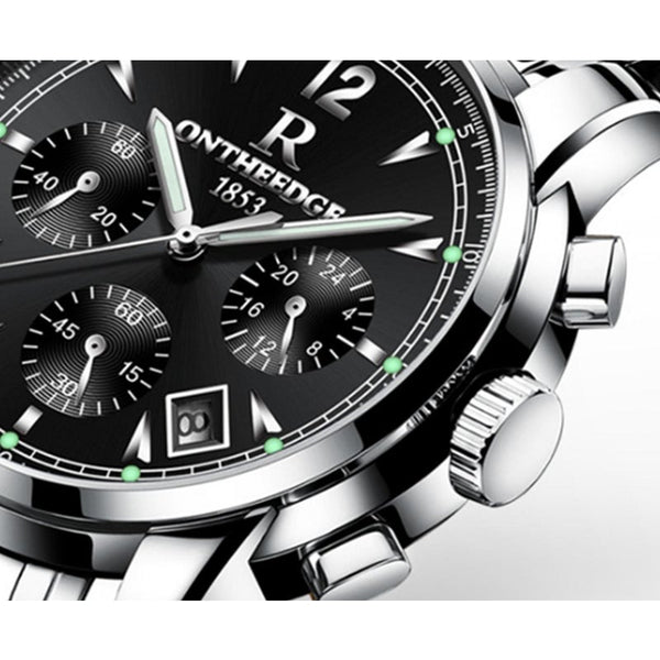 Veile Studios Stainless Steel Quartz Wrist Watch Men's Waterproof Analog Date Black Silver Watches