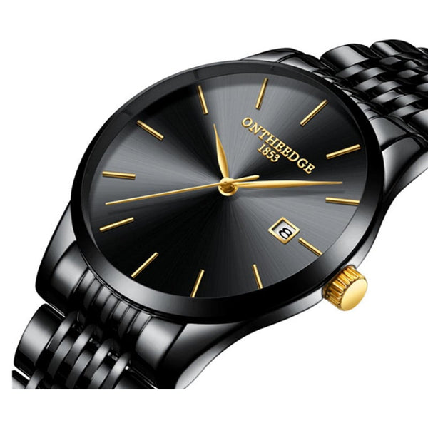 Veile Studios Ultra Thin Steel With Quartz Watch Calendar Waterproof Men's Black Watches