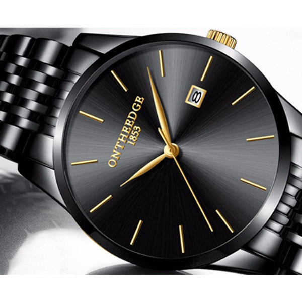 Veile Studios Ultra Thin Steel With Quartz Watch Calendar Waterproof Men's Black Watches