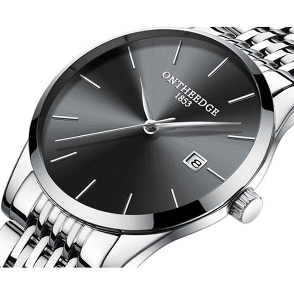 Veile Studios Ultra Thin Steel With Quartz Watch Calendar Waterproof Men's Silver Black Watches