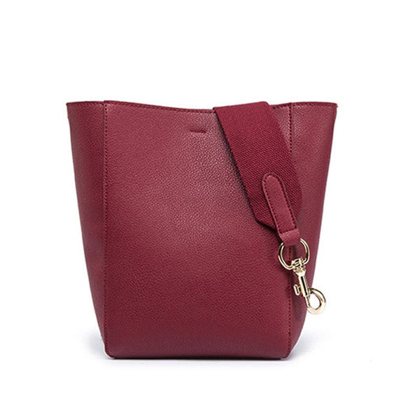 Fashion Women Bag Bucket Bags For Girls Pu Leather Messenger Wide Strap Women's Bags & Handbags
