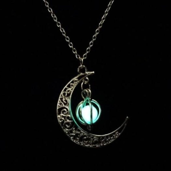 Fashion Women's Moon Charm Luminous Stone Necklaces Pendants Jewelry Chartreuse