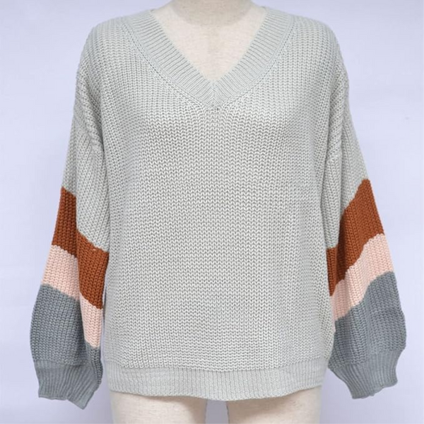 Fashion Casual V Neck Sweater Grey Jumpers & Cardigans